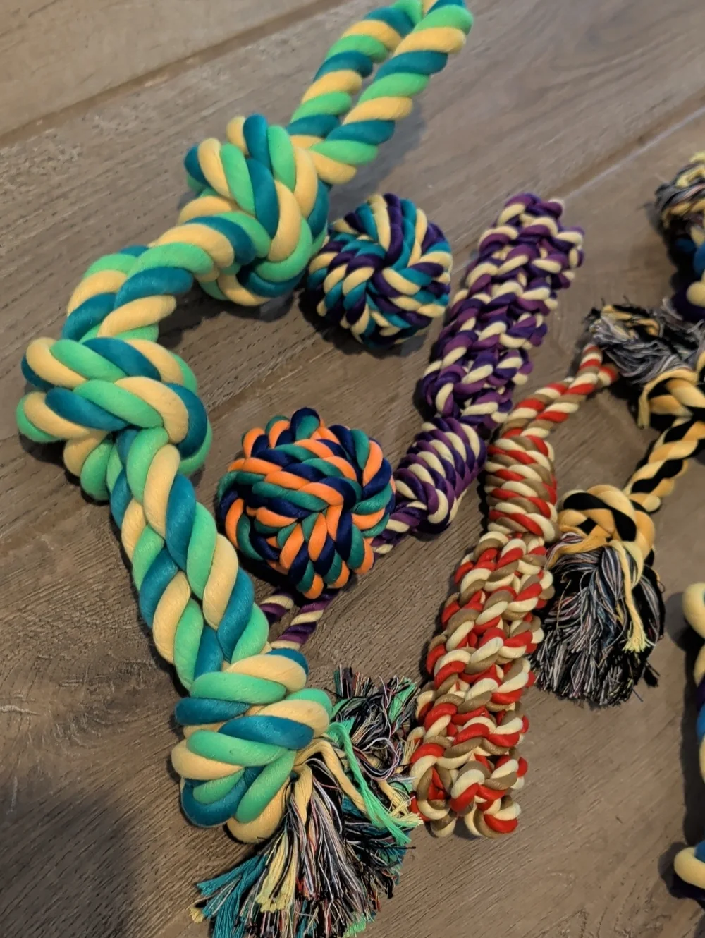 Colorful Braided Dog Rope Toy Set Of 7